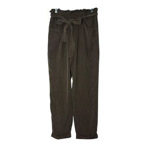 Thread + Supply Women Olive Green Lyocell Paperbag WaistTie Pants Medium JG217TC